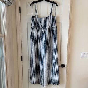 Vince Navy and White Striped Dress